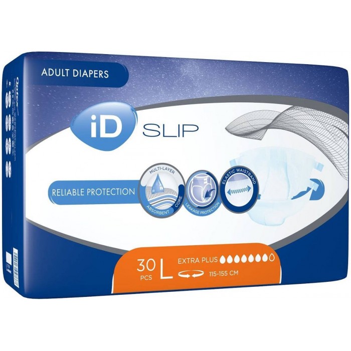 Подгузники для взрослых iD Expert Slip Extra Plus размер L, 30 шт (115-155 см) - 